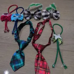 犬用リボン・チョーカー・ネクタイ・アクセサリー 7点セット　小型犬