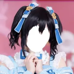 ラブライブ 矢澤にこ ウィッグ コスプレ　ツインテール　ゆる巻き　ブラック　黒色のサムネイル
