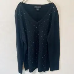 美品✨DKNY JEANS ダナキャラン 【L】ニット Vネック ブラック