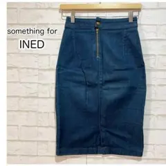 Something×INED デニムタイトスカート（7号）青 ストレッチ 春夏のサムネイル