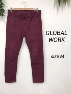★GLOBAL WORK　パンツ　Ꮇ　ワインレッド　ストレッチ　メンズ