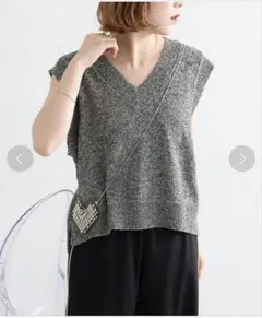 mystic スパンコールニットベスト グレー