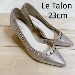 極美品☆ Le Talon ルタロン カットワーク　ヒールパンプス シルバー