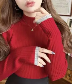 moment+ ラインワイドリブニットプルオーバー　美品