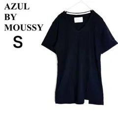アズールバイマウジー 半袖Tシャツ Vネック 黒 リブ S 春夏のサムネイル