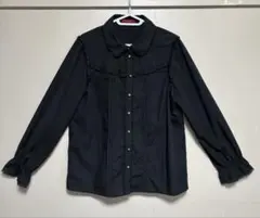 【美品】axes femme アクシーズファム　フリルブラウス　ブラック　長袖のサムネイル