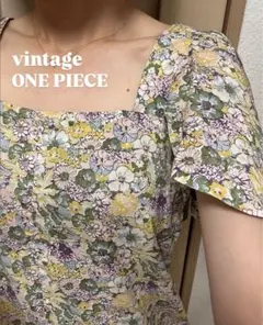 vintage flower printワンピース 2way 花柄