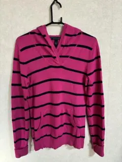 【値下げ】TOMMY HILFIGER ストライプニットパーカー S/P ピンク