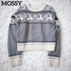 MOSSY トナカイ　ノルディック　ニット　セーター　クルーネック　グレー