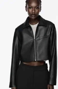 クロップドフェイクレザージャケット　ZARA ザラ