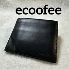 ecoofee 本革二つ折り財布 レザーウォレット ブラック