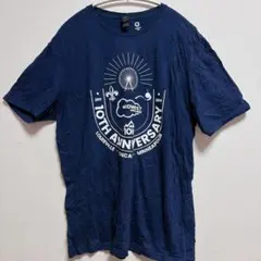 ギルダン プリント Tシャツ クルーネック 半袖 L 紺 綿 カジュアル