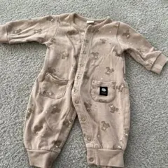 futatuta ベージュ クマ柄 ロンパース 50~60