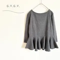ジーヴィージーヴィー　ペプラムトップス　七分袖　レーヨン　日本製　シンプル　無地