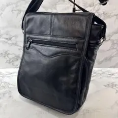 ほぼ未使用品 ノーブランド 羊革 ラムレザー×PUレザー ショルダーバッグ 黒のサムネイル