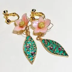 ハンドメイドイヤリング/ピアス　ワイヤーフラワー　ディップアート