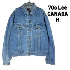 70s Lee デニムジャケット 先染め インディゴ ボックスシルエット M