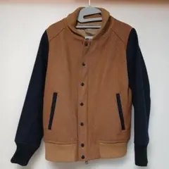 スタジャン ウールジャケット ポケット modem design 茶 紺 古着