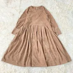 fall-in&co コーデュロイワンピース　長袖　ボックスプリーツ　ブラウン
