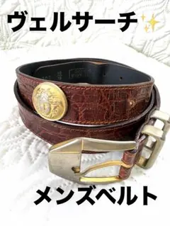 Versace ベルトブラウン クロコ型押ヴェルサーチ レザー ベルト90/36のサムネイル