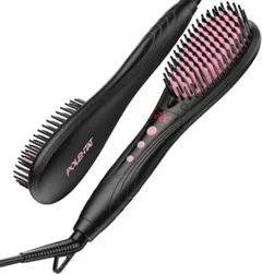 ✨ストレートブラシ ブラシ型✨ヘアアイロン ヒートブラシ マイナスイオン搭載