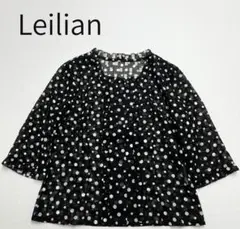 美品 Leilian レリアン ドット柄 シアーノーカラージャケット 七分袖のサムネイル