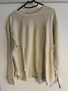 UNIQLO ベージュ ワッフル長袖Tシャツ M