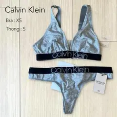 カルバンクライン トライアングルブラ Tバック セットアップ グレー上下セット