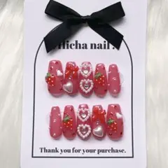 ネイルチップ 苺 いちごネイル フレンチガーリー 地雷系 量産型 平成女児