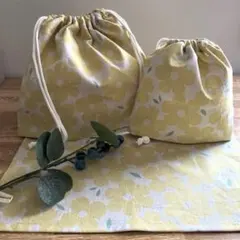 ◯入園セット◯ 給食セット お弁当袋、コップ袋、ランチマット3点セット　北欧お花