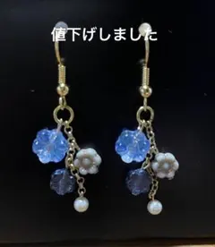 ハンドメイド　花モチーフピアス