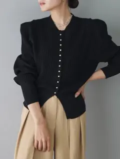 【lumier】シルバーボタンクルーネックカーディガン