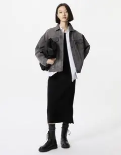 『ユニクロ』スムースコットンブレンドスカート XXL ブラック 試着のみの タグ