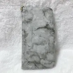 Skycase マーブル柄 手帳型iPhone13ProMaxケース グレー