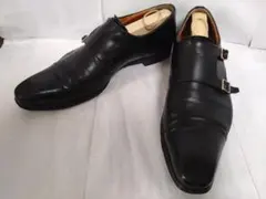 【サントーニ】ダブルモンクストラップ 7.5 (26cm) 黒 ビブラムソール