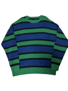 90s 00s OLD GAP ボーダー　コットンニット 古着 y2kグリーン