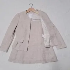 【美品】ViS ビス ツイード ノーカラージャケット＆スカート セットアップ S