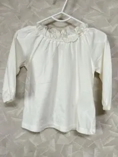 ユニクロホワイトコットン長袖シャツ フリル付き　サイズ80センチ