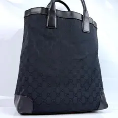 美品✨GUCCI グッチ GG柄 トートバッグ キャンバス レザー A4可 黒