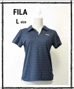 FILA ネイビー ドット柄 ポロシャツ Lサイズ