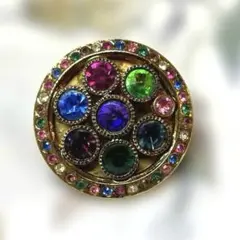 多色　クリスタル　ブローチ　カラフル　レインボー　ヴィンテージ