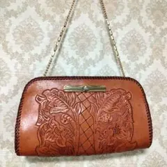 昭和レトロ　本革ショルダーバッグ　レザー　古着