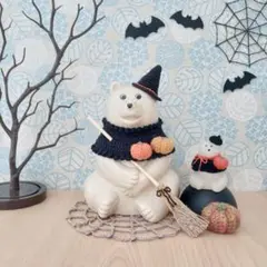 しろくま貯金箱◇ハロウィンセット(ライトくま用付き)カボチャ付ポンチョ