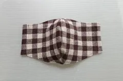 綿麻 インナーマスク【茶 チェック】大人サイズ