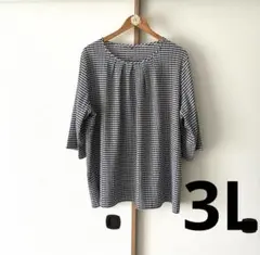 極美品　3L bi abbey ストライプ柄 チュニック 7分袖　ストレッチ素材