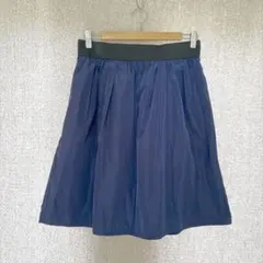 タグ付新品✦3can4on サテンフレアスカート L ネイビー ウエストゴム