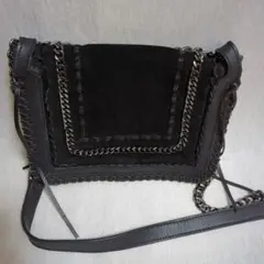 ZARA ザラ　ブラック スエード レザー ショルダーバッグ　美品