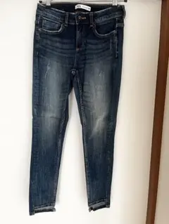 ZARA ザラ スキニーデニムパンツ ジーンズ ダメージ加工 ブルー EUR36