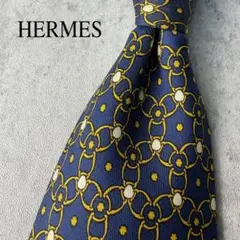 HERMES ネクタイ 幾何学柄 ネイビー - メルカリ