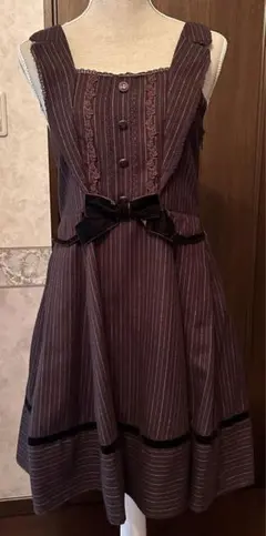 axes femme ジャンパースカート ブラウン クラシカル レジメ柄